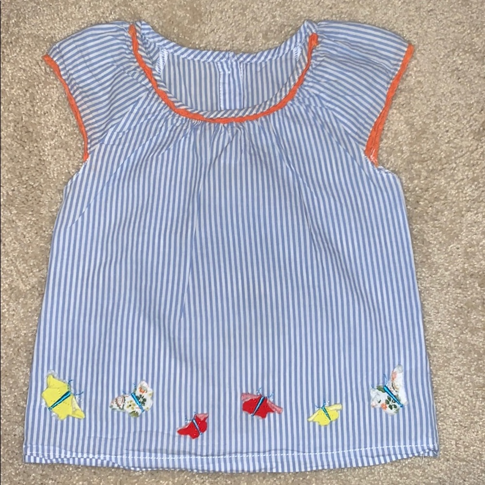 EUC Butterflies Striped Cotton Blouse 4T